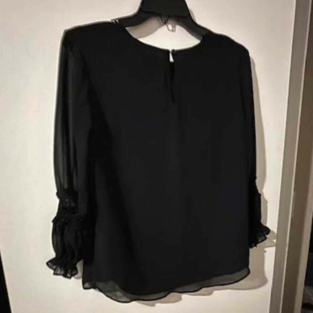 Versona Dressy Blouse Womens S Black Sheer Flowy Lined